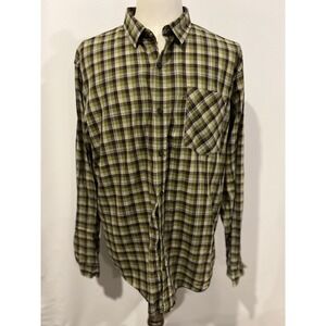 Rei Men's Plaid Button‎ Up Shirt Size Xl Green Brown And Blue